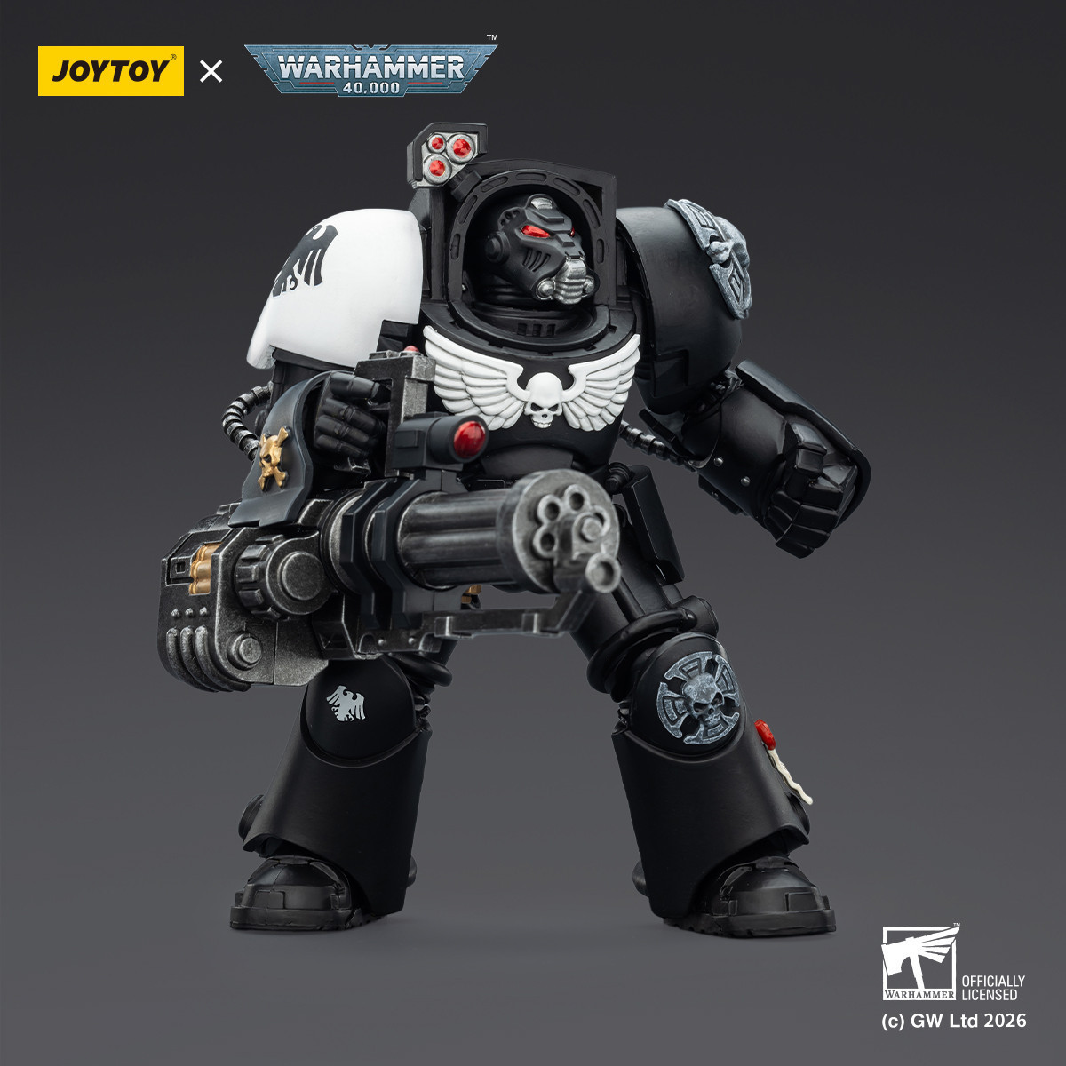 JoyToy Space Marines - Guardia Corvo - Terminator 3 con Pugno di Potenza e Cannone d'Assalto 1/18 - Warhammer 40k
