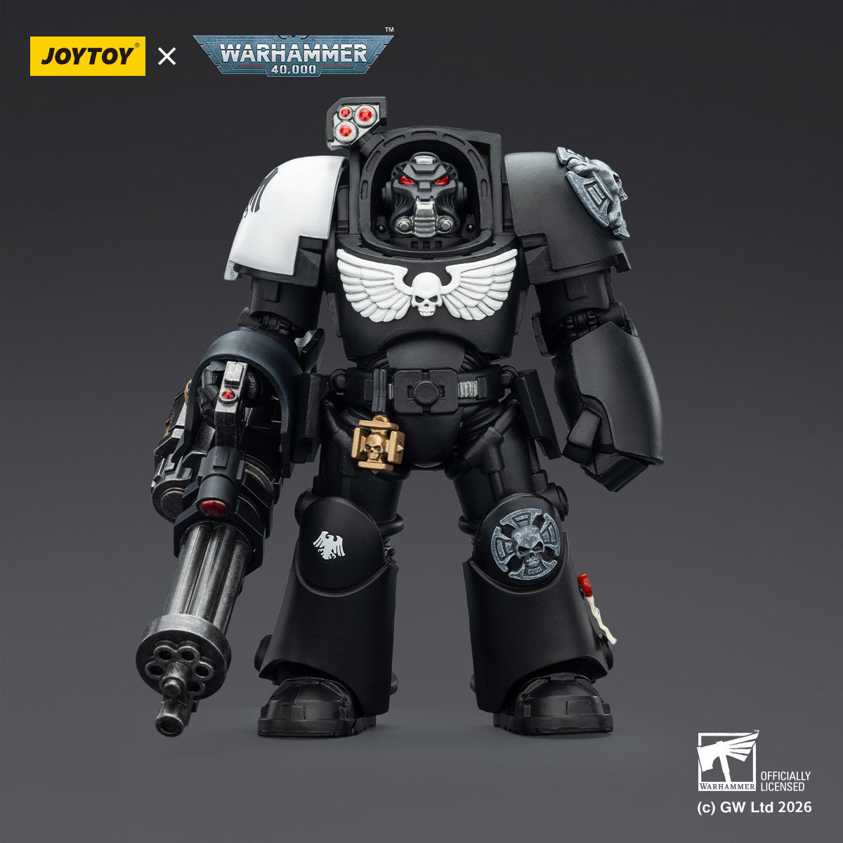 JoyToy Space Marines - Guardia Corvo - Terminator 3 con Pugno di Potenza e Cannone d'Assalto 1/18 - Warhammer 40k