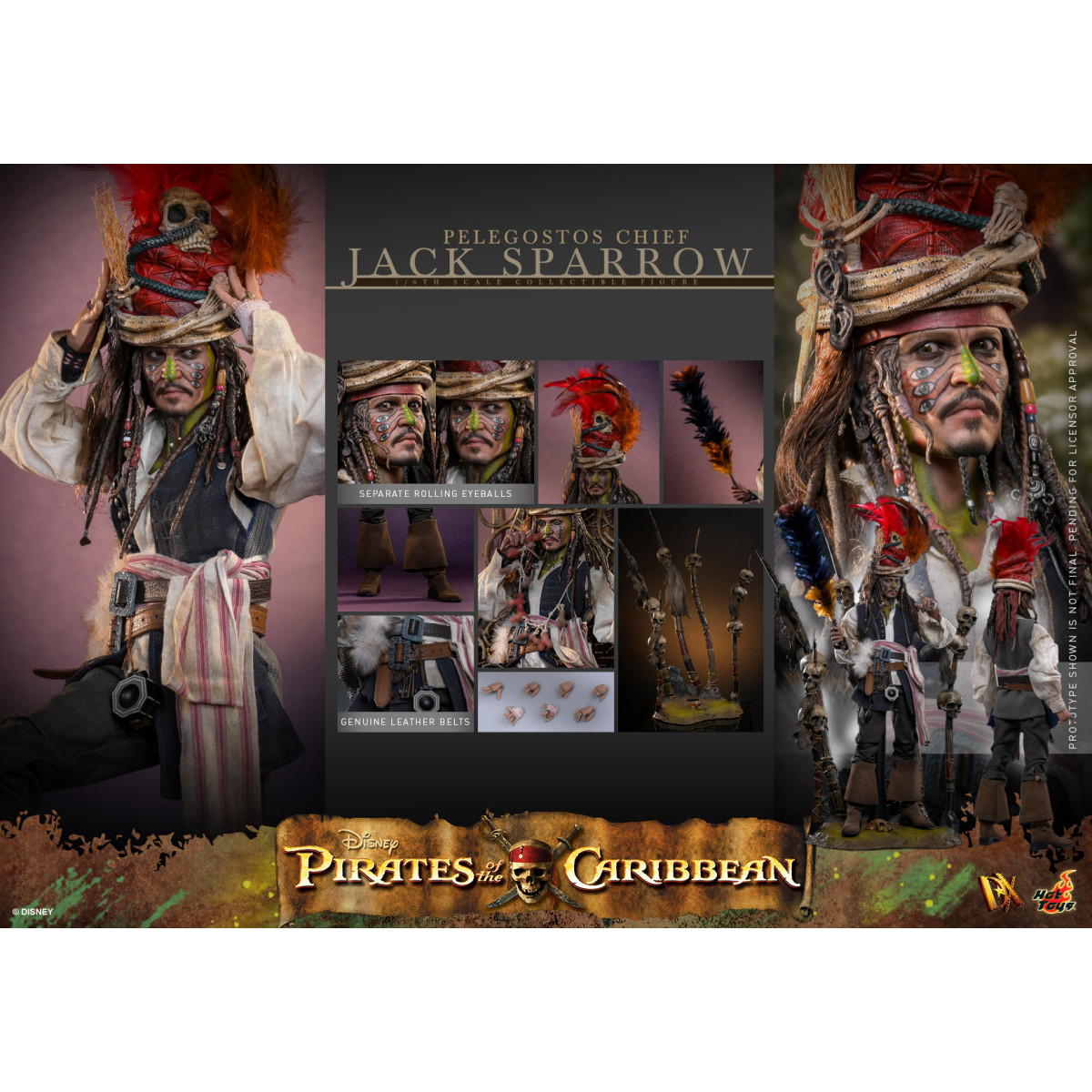 Hot Toys Pirati dei Caraibi - Pelegostos Capo Jack Sparrow MMS 1/6 - Forziere dell'Uomo Morto