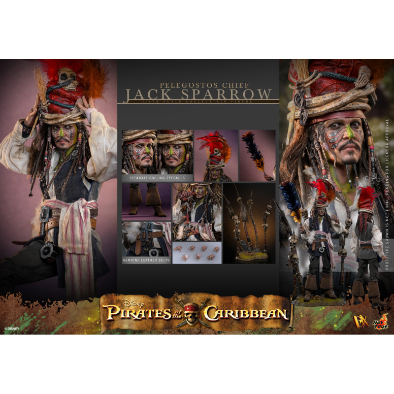 Hot Toys Pirati dei Caraibi - Pelegostos Capo Jack Sparrow MMS 1/6 - Forziere dell'Uomo Morto
