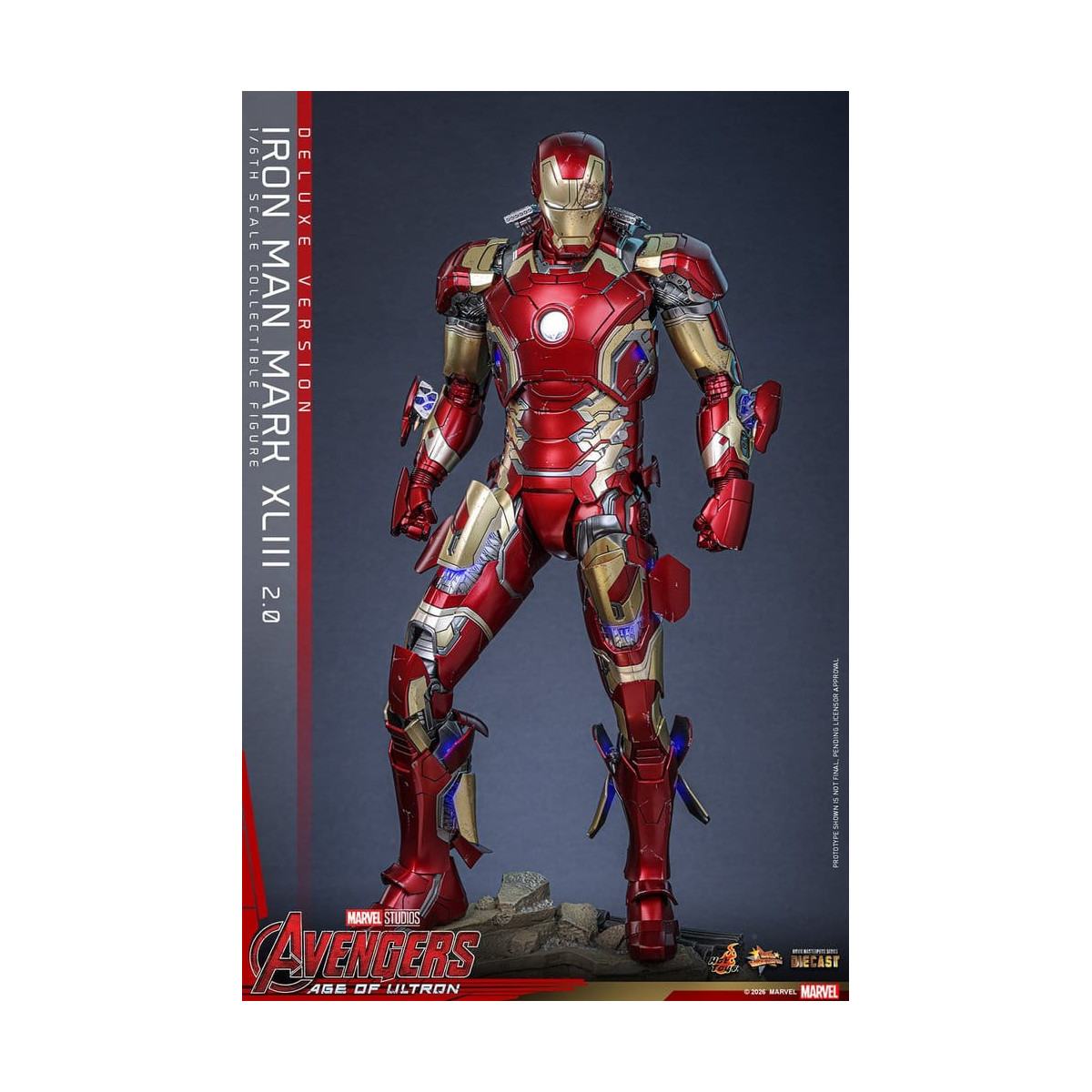 Hot Toys Iron Man Avengers 2 Age of Ultron - Iron Man Mark XLIII (2.0) Versione Deluxe Die Cast MMS 1/6