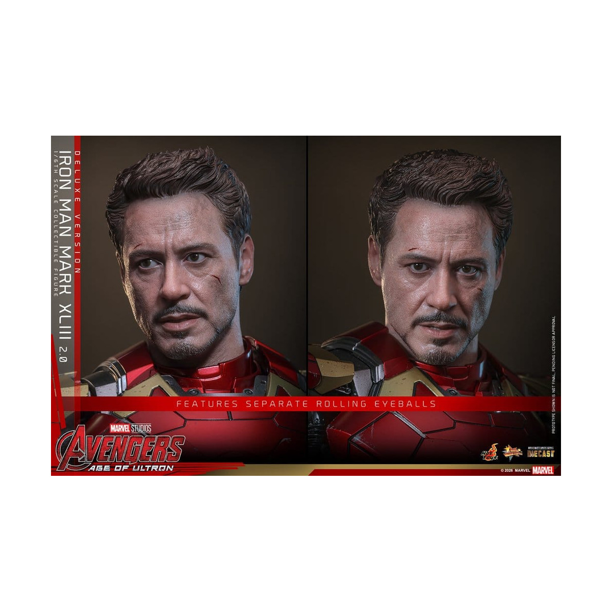 Hot Toys Iron Man Avengers 2 Age of Ultron - Iron Man Mark XLIII (2.0) Versione Deluxe Die Cast MMS 1/6