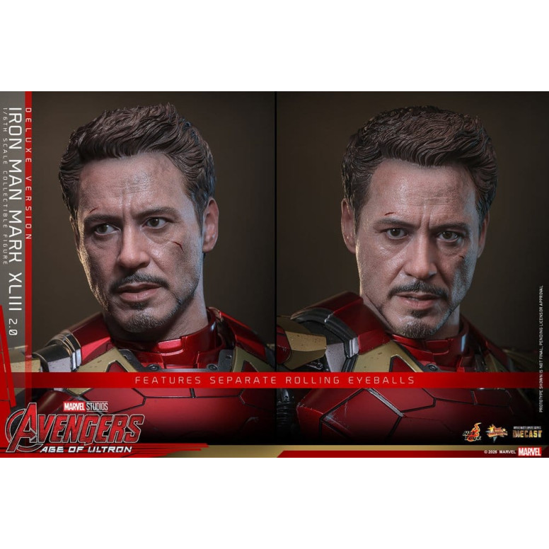 Hot Toys Iron Man Avengers 2 Age of Ultron - Iron Man Mark XLIII (2.0) Versione Deluxe Die Cast MMS 1/6