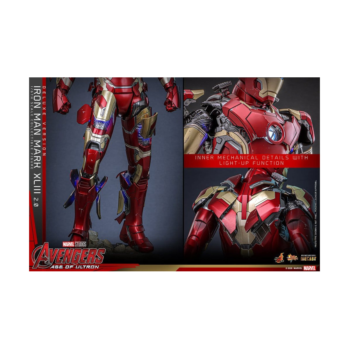 Hot Toys Iron Man Avengers 2 Age of Ultron - Iron Man Mark XLIII (2.0) Versione Deluxe Die Cast MMS 1/6