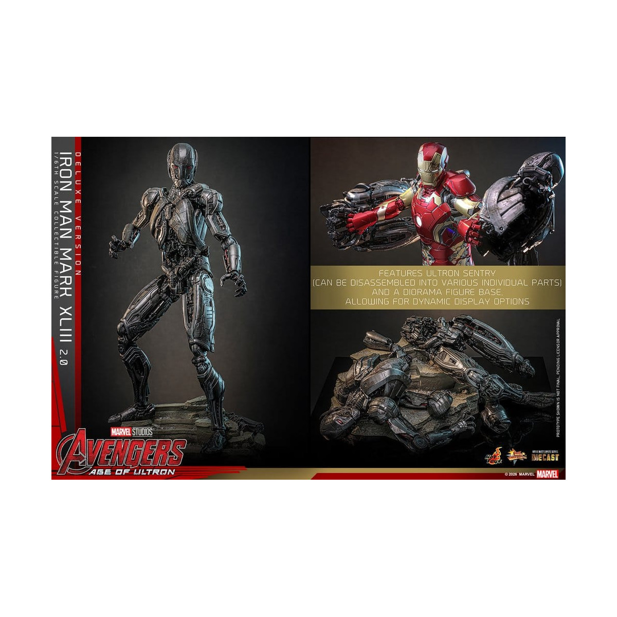 Hot Toys Iron Man Avengers 2 Age of Ultron - Iron Man Mark XLIII (2.0) Versione Deluxe Die Cast MMS 1/6
