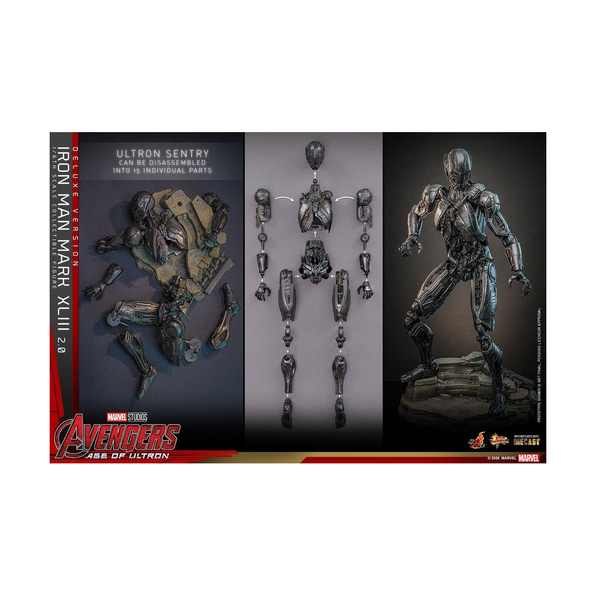 Hot Toys Iron Man Avengers 2 Age of Ultron - Iron Man Mark XLIII (2.0) Versione Deluxe Die Cast MMS 1/6