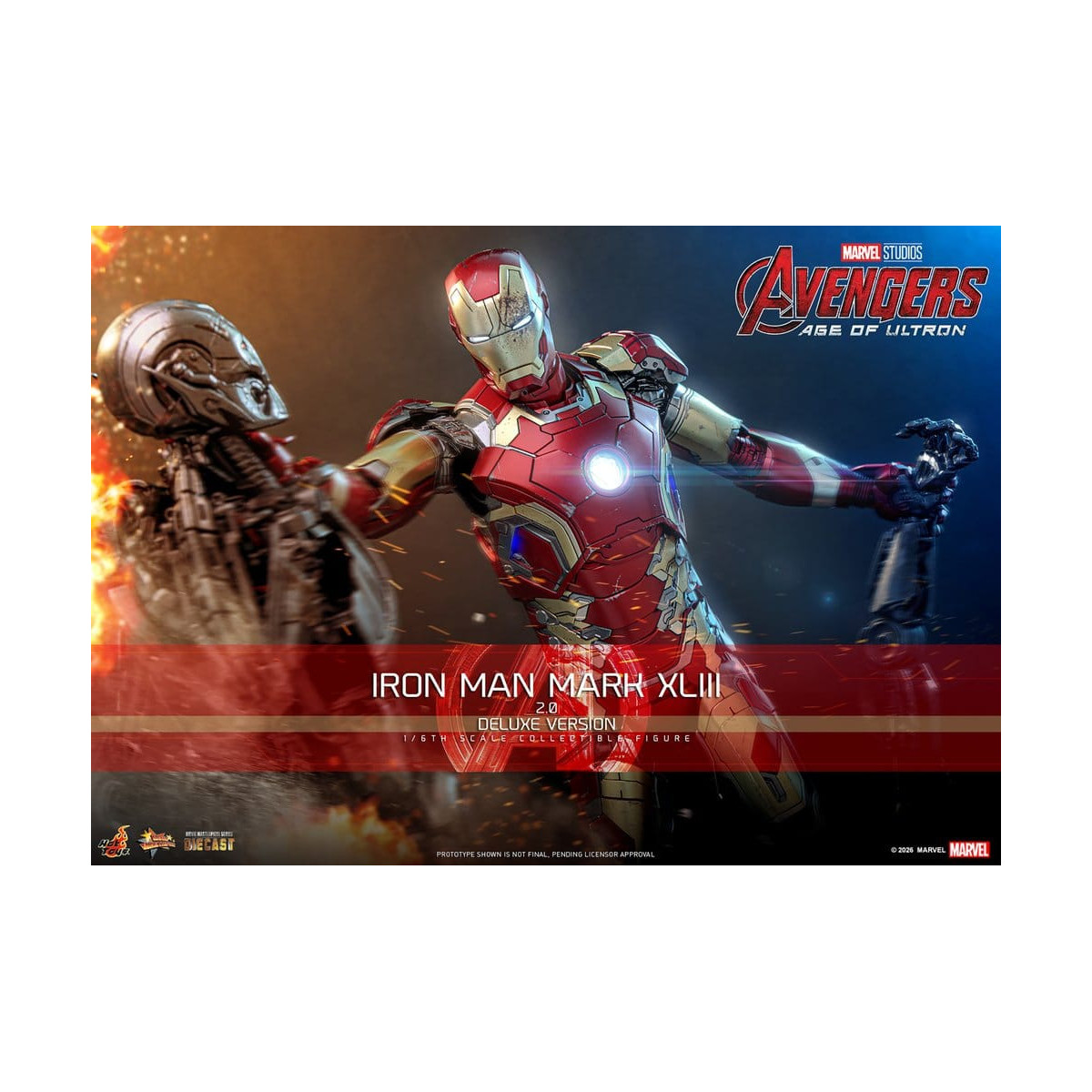 Hot Toys Iron Man Avengers 2 Age of Ultron - Iron Man Mark XLIII (2.0) Versione Deluxe Die Cast MMS 1/6