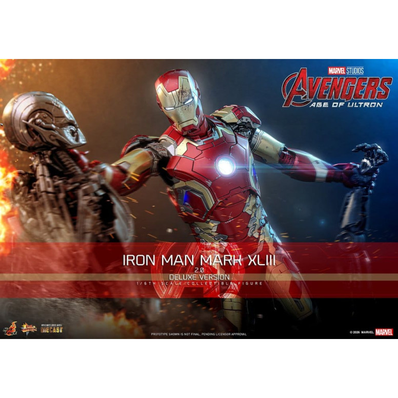 Hot Toys Iron Man Avengers 2 Age of Ultron - Iron Man Mark XLIII (2.0) Versione Deluxe Die Cast MMS 1/6