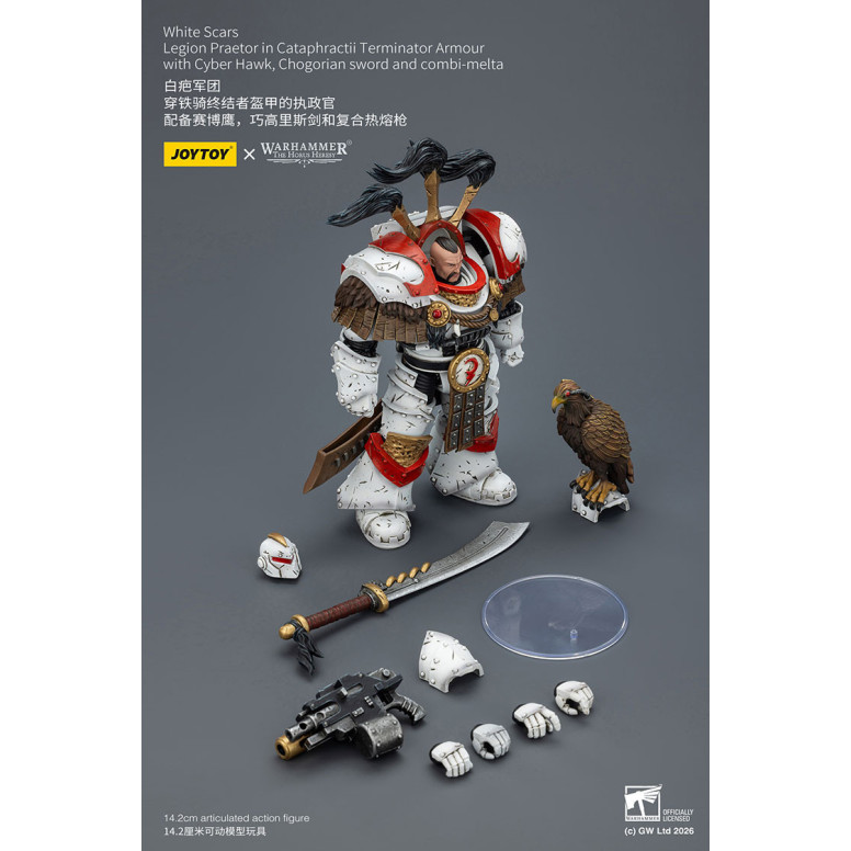 JoyToy - White Scars - Pretore della Legione in armatura Cataphractii Terminator con Cyber Hawk, spada Chogorian e combi-melta 1