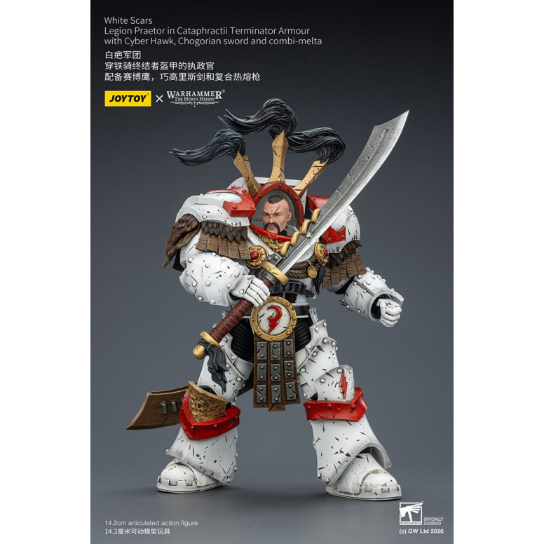 JoyToy - White Scars - Pretore della Legione in armatura Cataphractii Terminator con Cyber Hawk, spada Chogorian e combi-melta 1