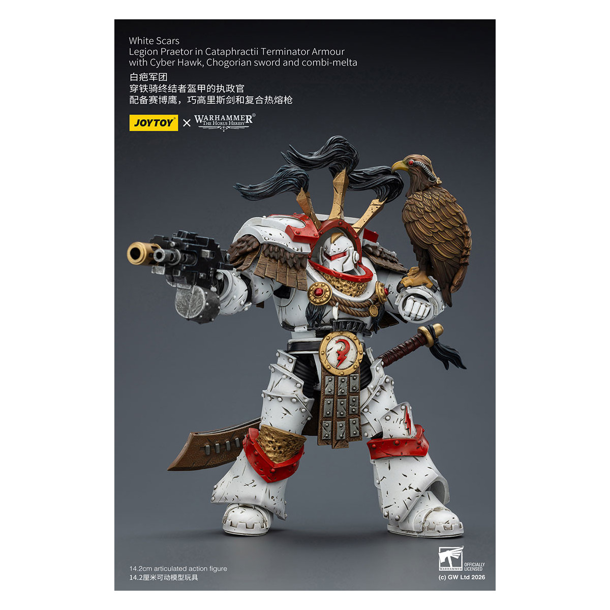 JoyToy - White Scars - Pretore della Legione in armatura Cataphractii Terminator con Cyber Hawk, spada Chogorian e combi-melta 1