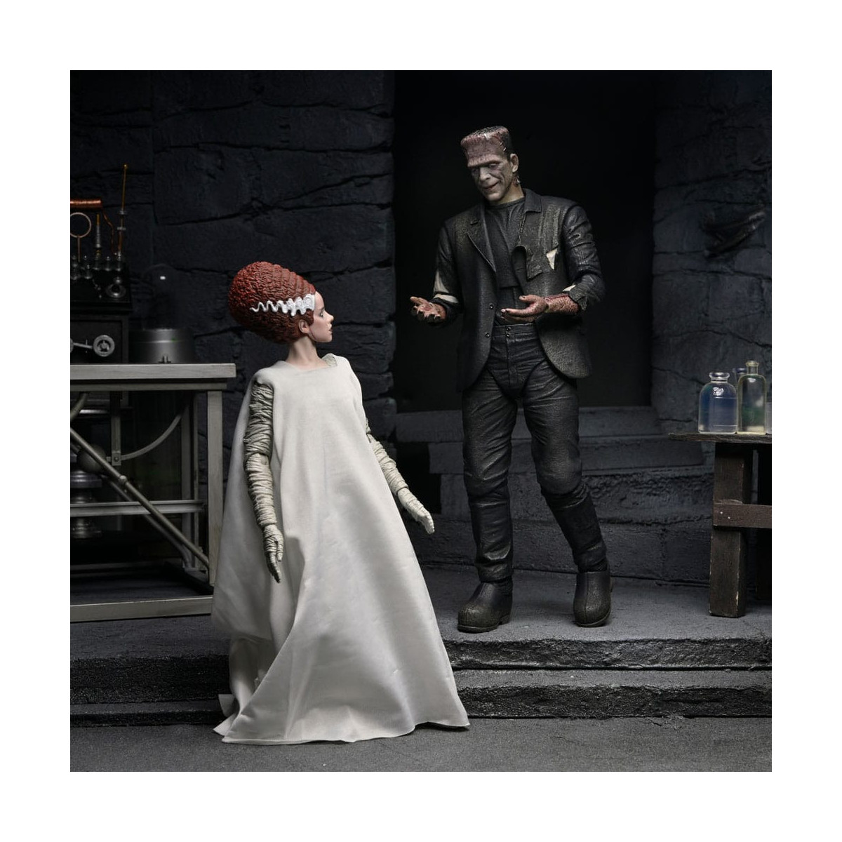 NECA Universal Monsters - Confezione da 2 pezzi Bride of Frankenstein 90° Anniversario Il mostro e il suo compagno