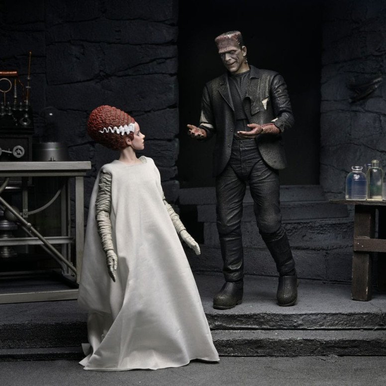 NECA Universal Monsters - Confezione da 2 pezzi Bride of Frankenstein 90° Anniversario Il mostro e il suo compagno