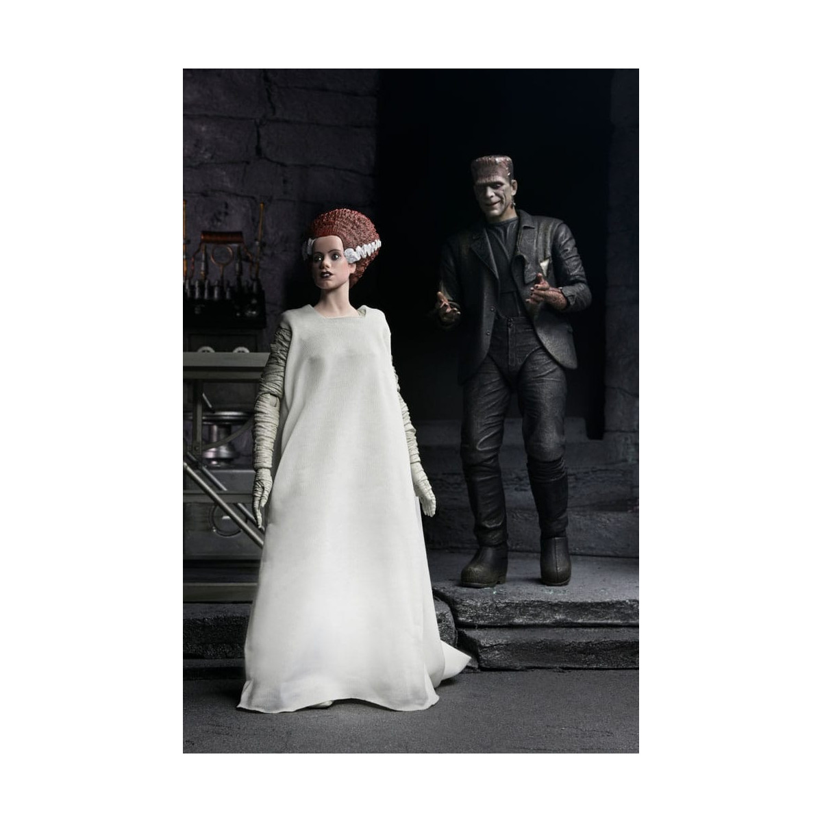 NECA Universal Monsters - Confezione da 2 pezzi Bride of Frankenstein 90° Anniversario Il mostro e il suo compagno