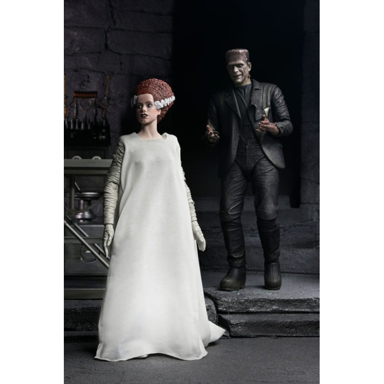 NECA Universal Monsters - Confezione da 2 pezzi Bride of Frankenstein 90° Anniversario Il mostro e il suo compagno