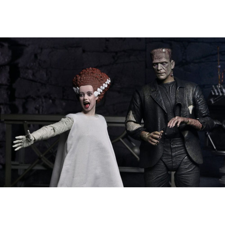 NECA Universal Monsters - Confezione da 2 pezzi Bride of Frankenstein 90° Anniversario Il mostro e il suo compagno