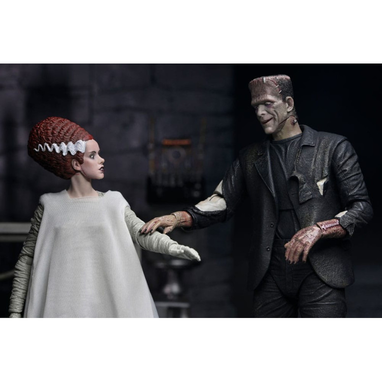 NECA Universal Monsters - Confezione da 2 pezzi Bride of Frankenstein 90° Anniversario Il mostro e il suo compagno