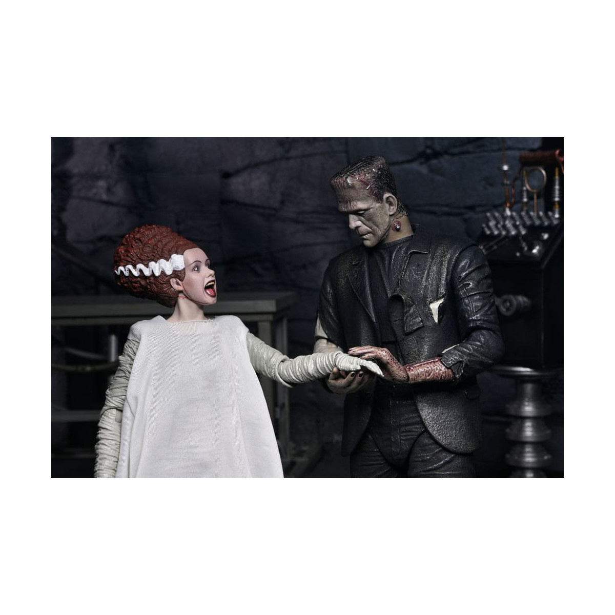 NECA Universal Monsters - Confezione da 2 pezzi Bride of Frankenstein 90° Anniversario Il mostro e il suo compagno
