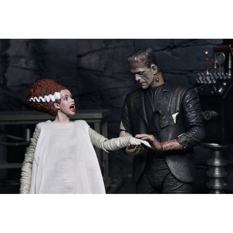 NECA Universal Monsters - Confezione da 2 pezzi Bride of Frankenstein 90° Anniversario Il mostro e il suo compagno