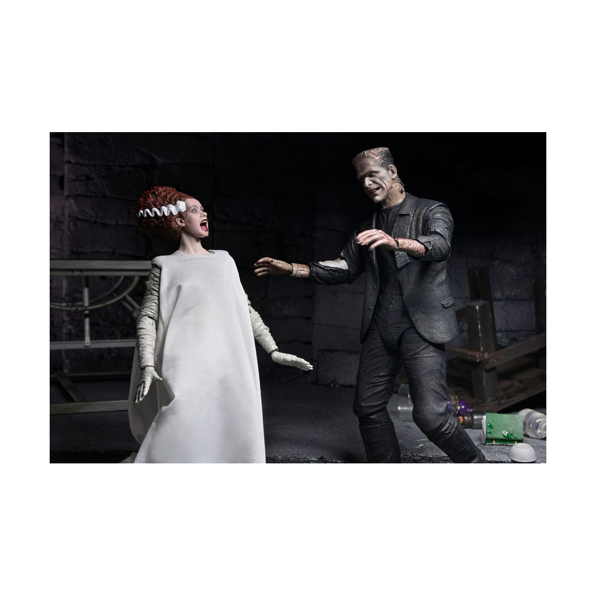 NECA Universal Monsters - Confezione da 2 pezzi Bride of Frankenstein 90° Anniversario Il mostro e il suo compagno