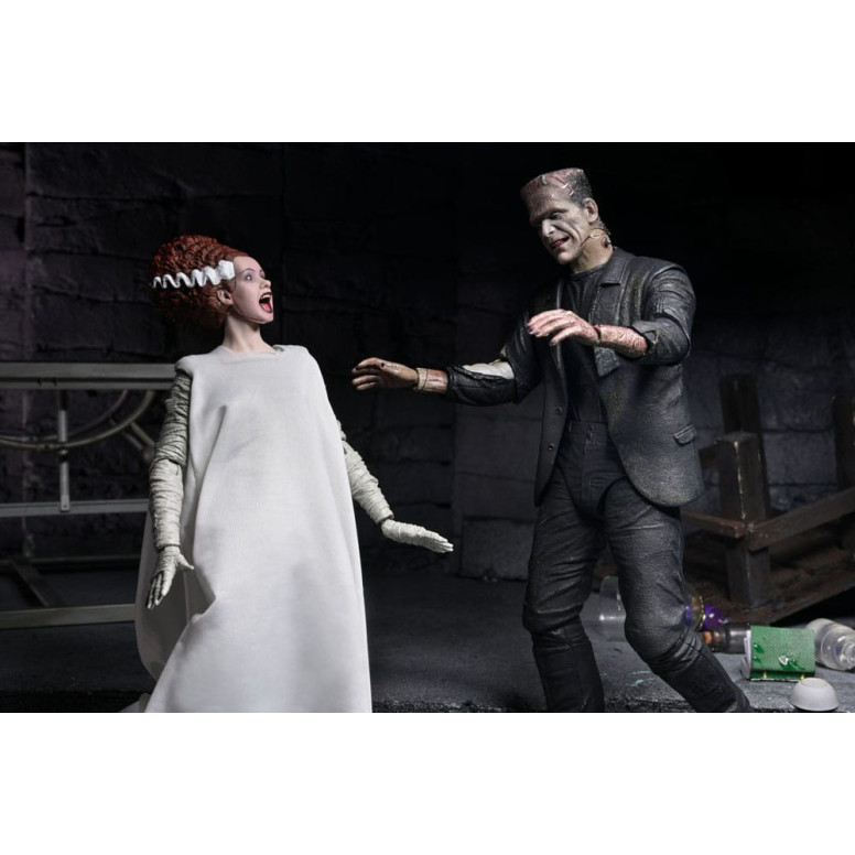 NECA Universal Monsters - Confezione da 2 pezzi Bride of Frankenstein 90° Anniversario Il mostro e il suo compagno