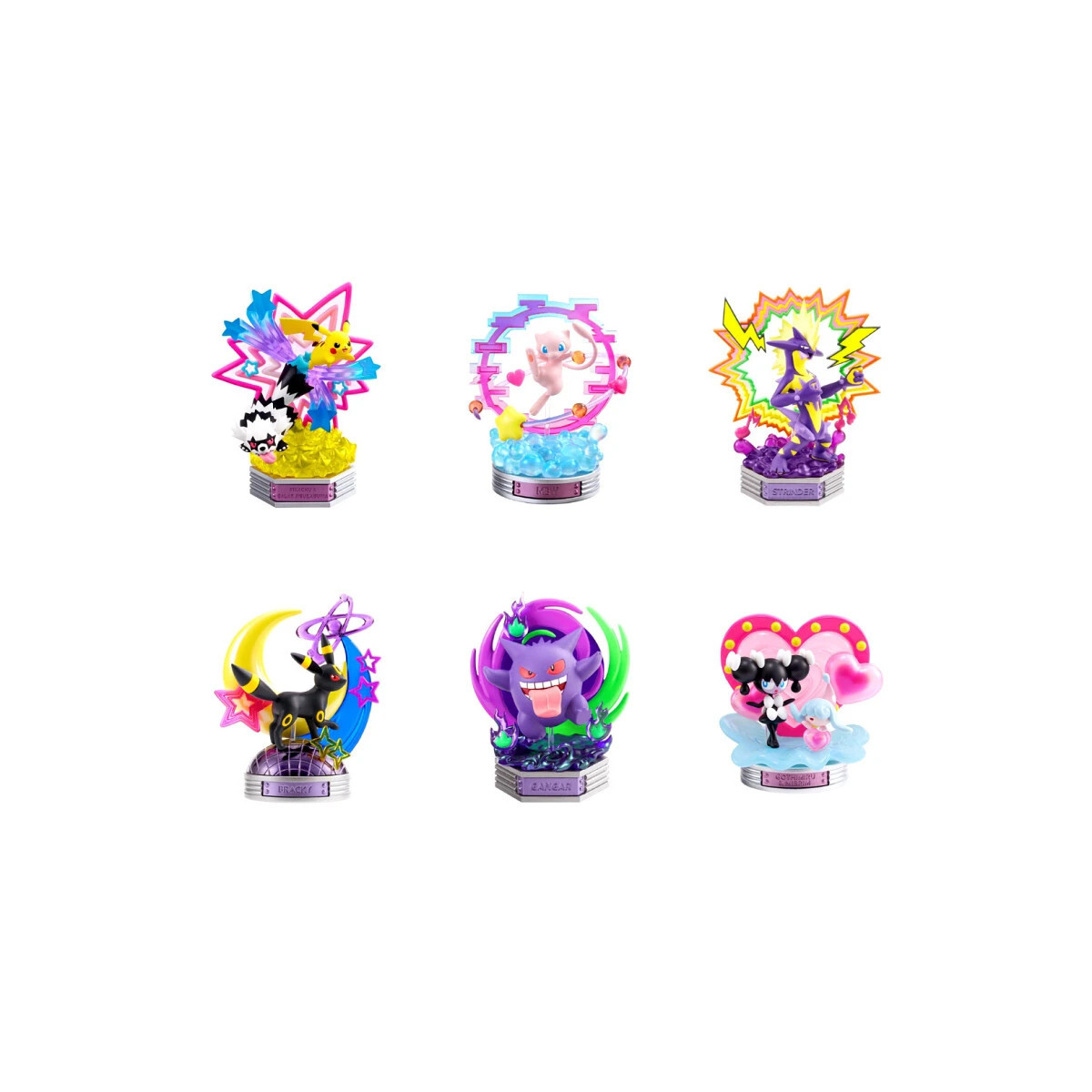 Re-Ment - Pokémon - NEON PARTY set di 6 figure in scatola cieca.