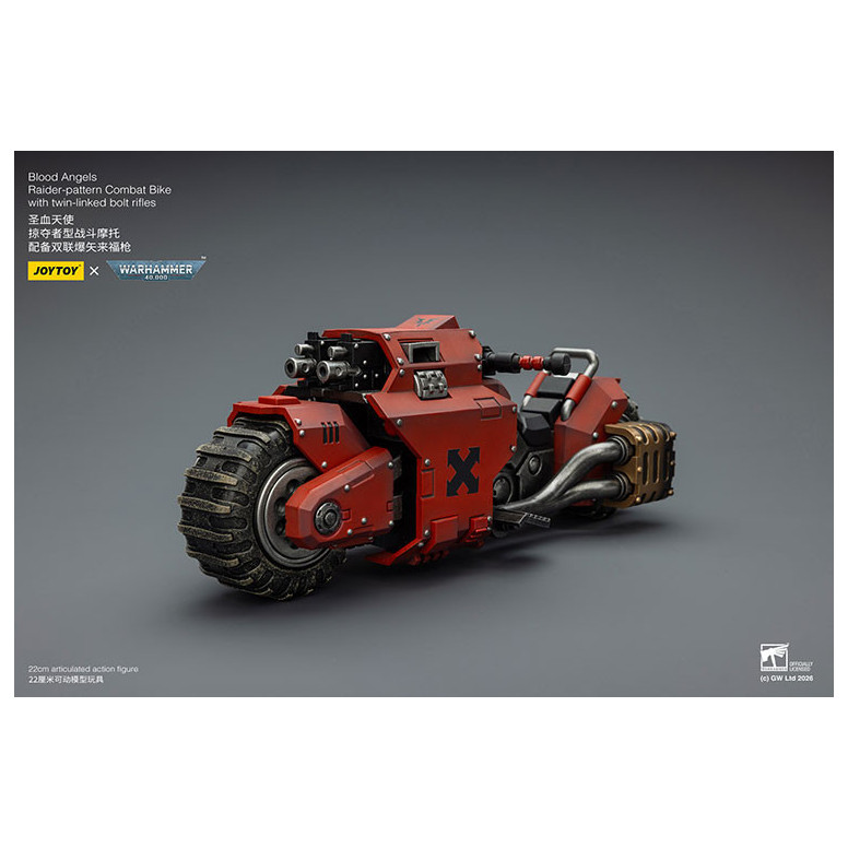 JoyToy Space Marines - Blood Angels Moto da combattimento con modello Raider e fucili bolt a doppio collegamento 1/18 - Warhamme