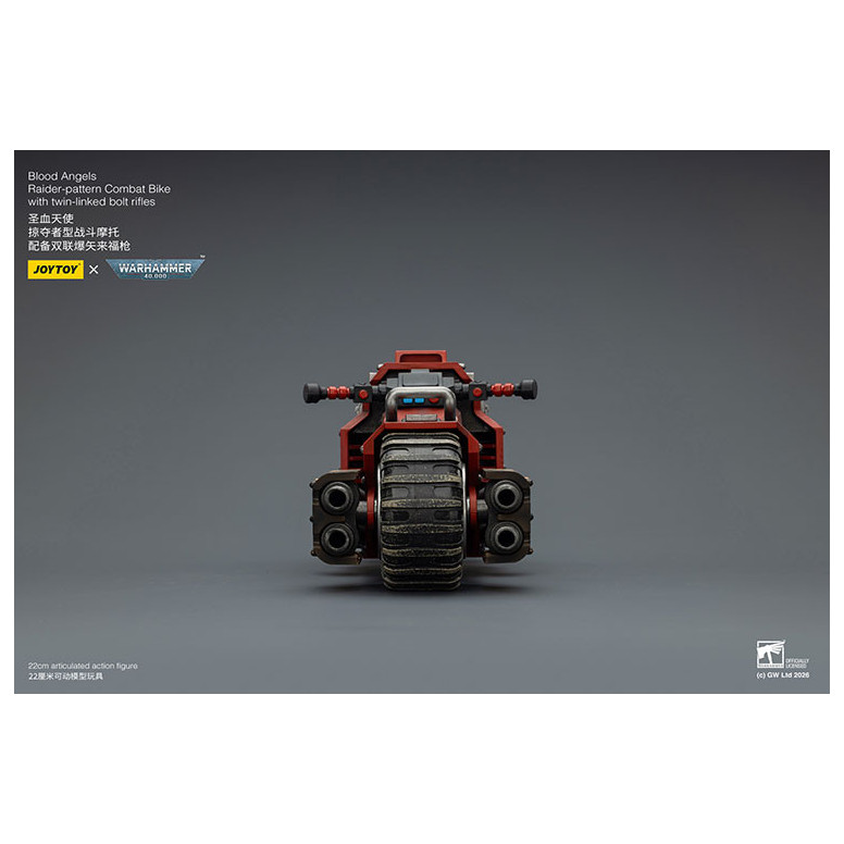 JoyToy Space Marines - Blood Angels Moto da combattimento con modello Raider e fucili bolt a doppio collegamento 1/18 - Warhamme