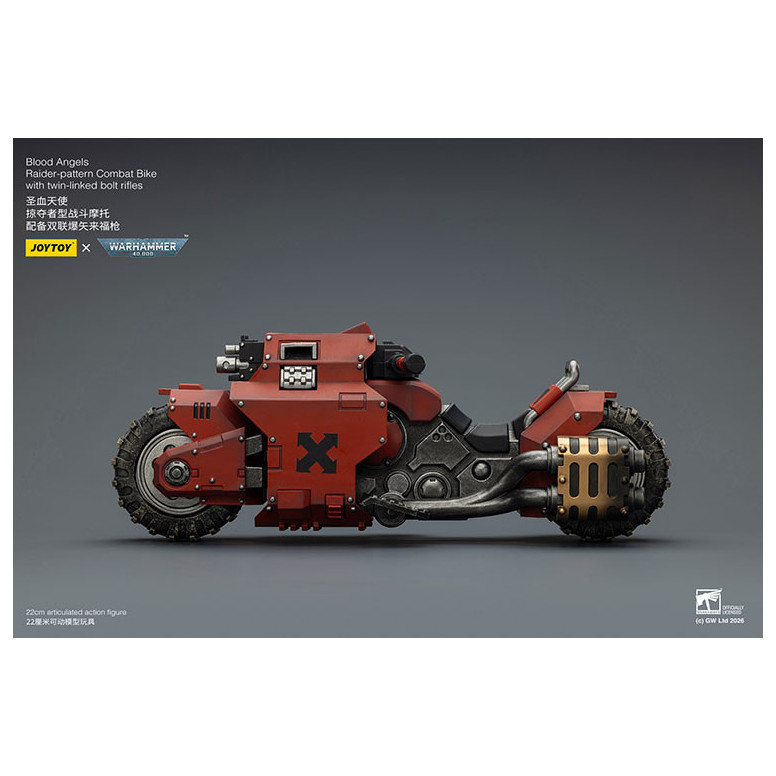 JoyToy Space Marines - Blood Angels Moto da combattimento con modello Raider e fucili bolt a doppio collegamento 1/18 - Warhamme