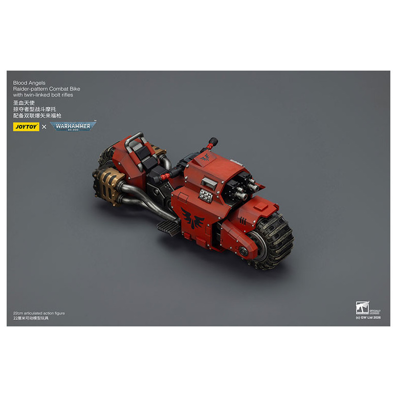 JoyToy Space Marines - Blood Angels Moto da combattimento con modello Raider e fucili bolt a doppio collegamento 1/18 - Warhamme