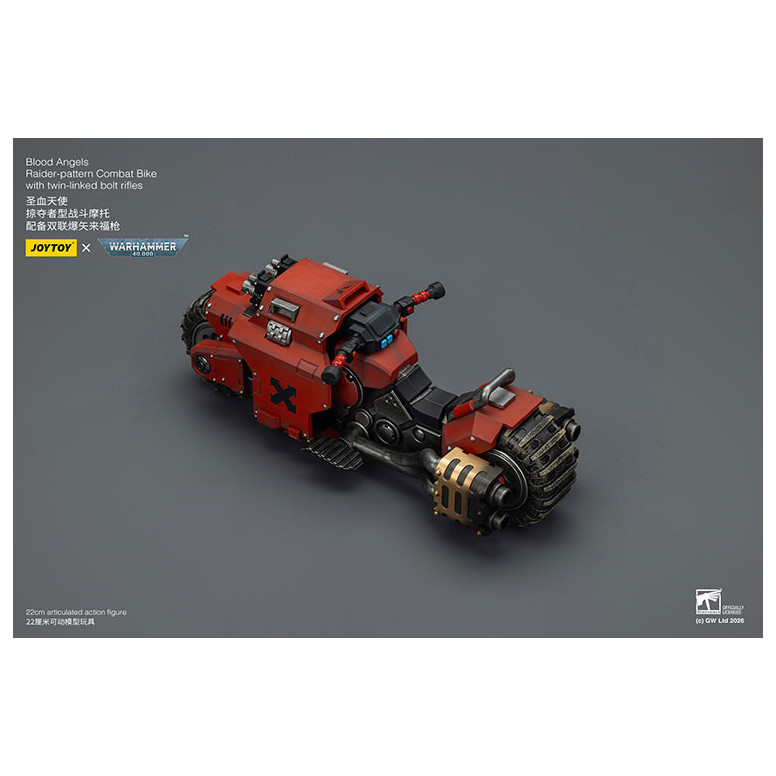 JoyToy Space Marines - Blood Angels Moto da combattimento con modello Raider e fucili bolt a doppio collegamento 1/18 - Warhamme