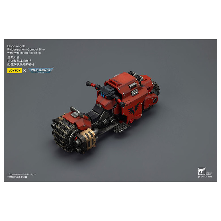 JoyToy Space Marines - Blood Angels Moto da combattimento con modello Raider e fucili bolt a doppio collegamento 1/18 - Warhamme