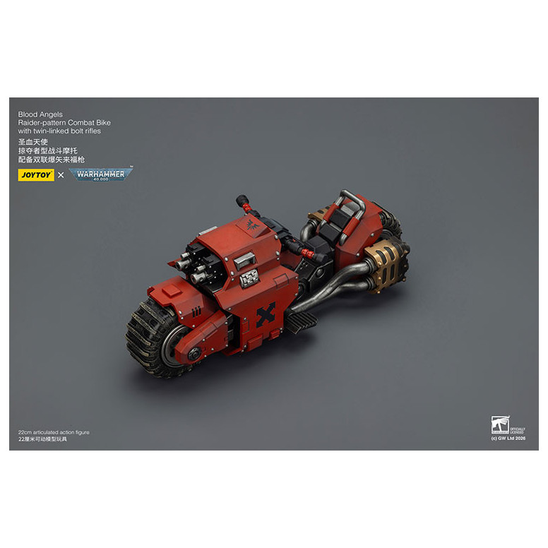 JoyToy Space Marines - Blood Angels Moto da combattimento con modello Raider e fucili bolt a doppio collegamento 1/18 - Warhamme
