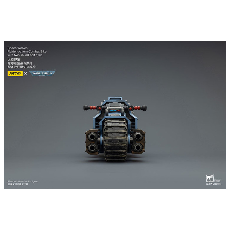 JoyToy Space Marines - Space Wolves Moto da combattimento con modello Raider e fucili bolt a doppio attacco 1/18 - Warhammer 40K