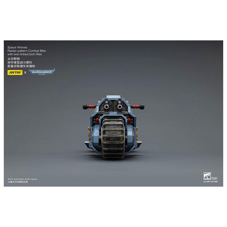 JoyToy Space Marines - Space Wolves Moto da combattimento con modello Raider e fucili bolt a doppio attacco 1/18 - Warhammer 40K