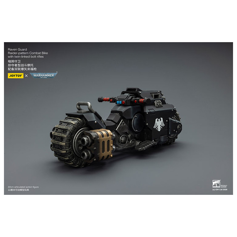 JoyToy Space Marines - Raven Guard Raider-pattern Combat Bike con fucili bolt twin-linked 1/18 - Warhammer 40K