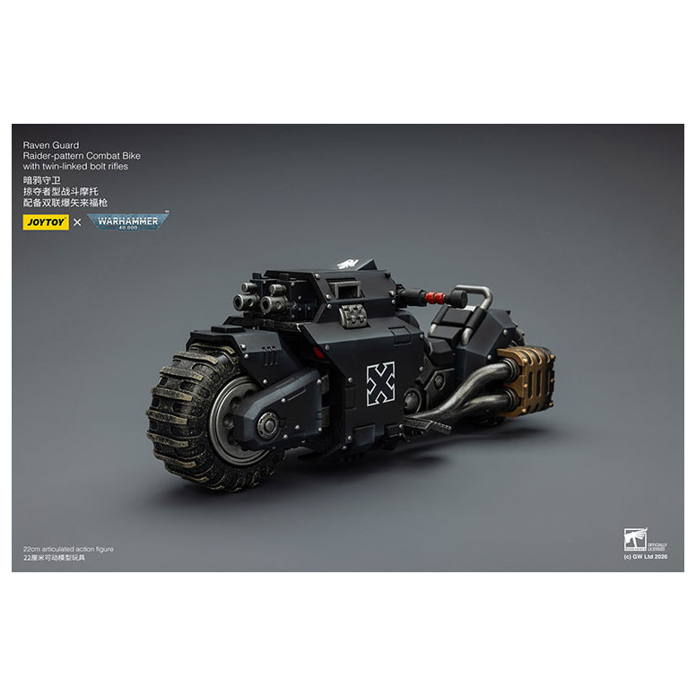 JoyToy Space Marines - Raven Guard Raider-pattern Combat Bike con fucili bolt twin-linked 1/18 - Warhammer 40K