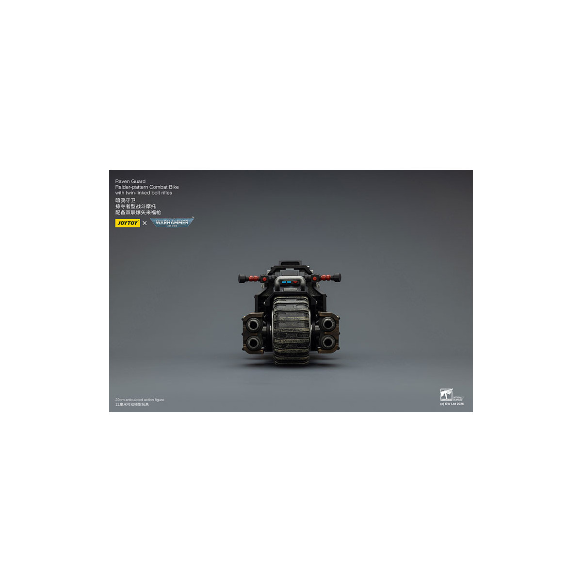 JoyToy Space Marines - Raven Guard Raider-pattern Combat Bike con fucili bolt twin-linked 1/18 - Warhammer 40K