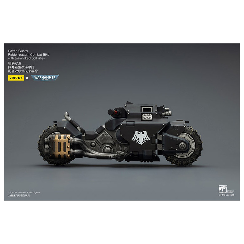 JoyToy Space Marines - Raven Guard Raider-pattern Combat Bike con fucili bolt twin-linked 1/18 - Warhammer 40K