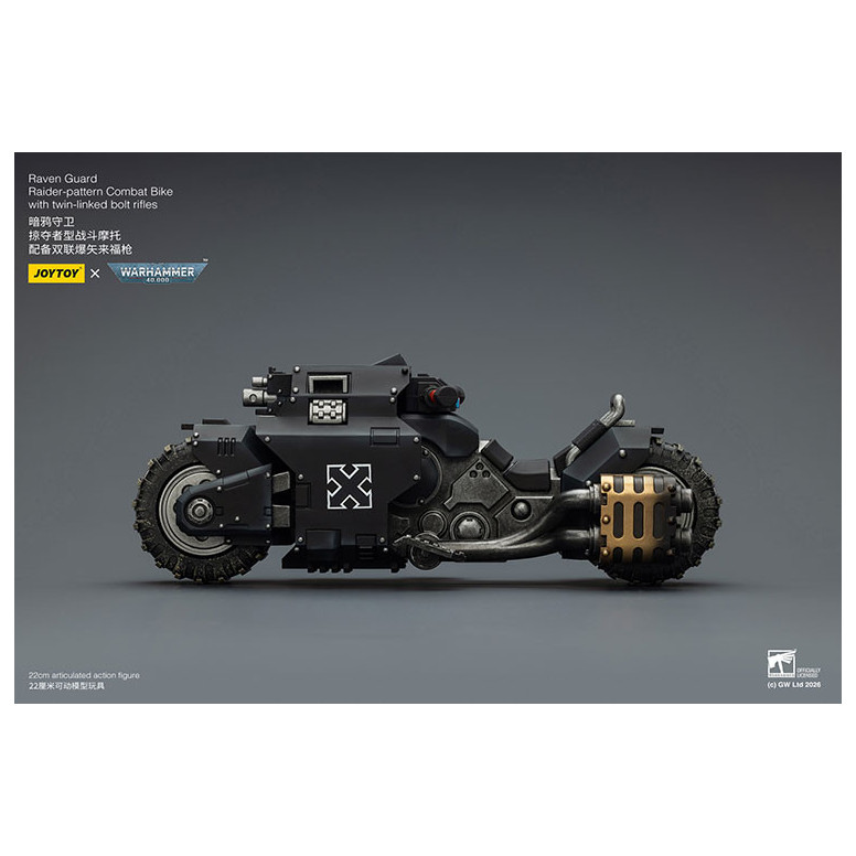 JoyToy Space Marines - Raven Guard Raider-pattern Combat Bike con fucili bolt twin-linked 1/18 - Warhammer 40K