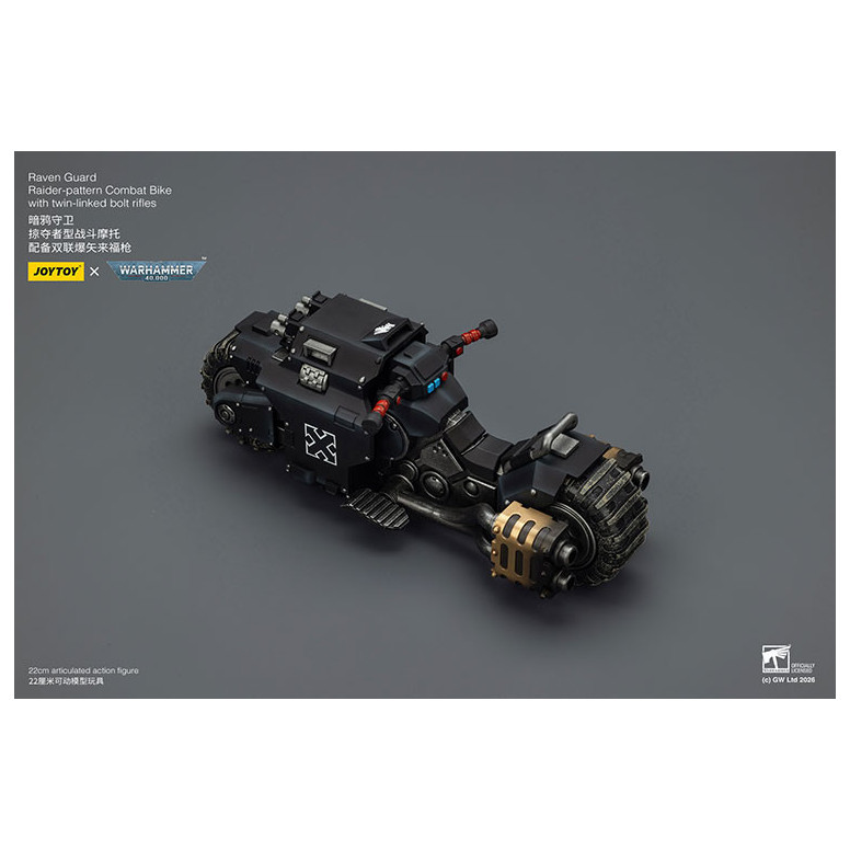 JoyToy Space Marines - Raven Guard Raider-pattern Combat Bike con fucili bolt twin-linked 1/18 - Warhammer 40K