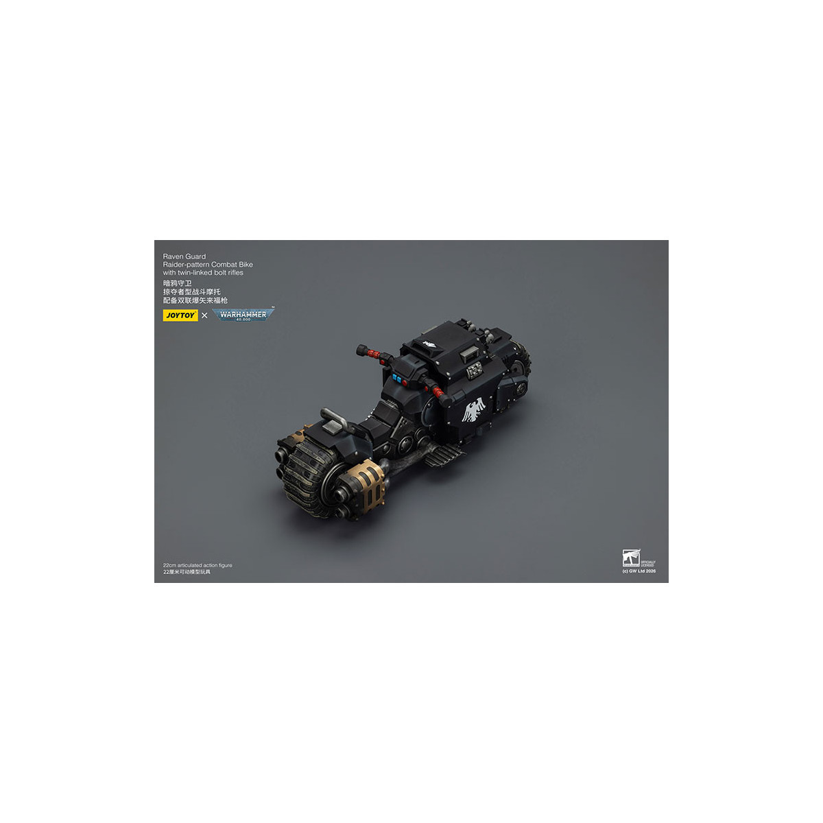 JoyToy Space Marines - Raven Guard Raider-pattern Combat Bike con fucili bolt twin-linked 1/18 - Warhammer 40K