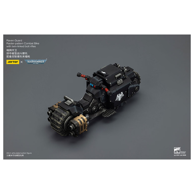 JoyToy Space Marines - Raven Guard Raider-pattern Combat Bike con fucili bolt twin-linked 1/18 - Warhammer 40K