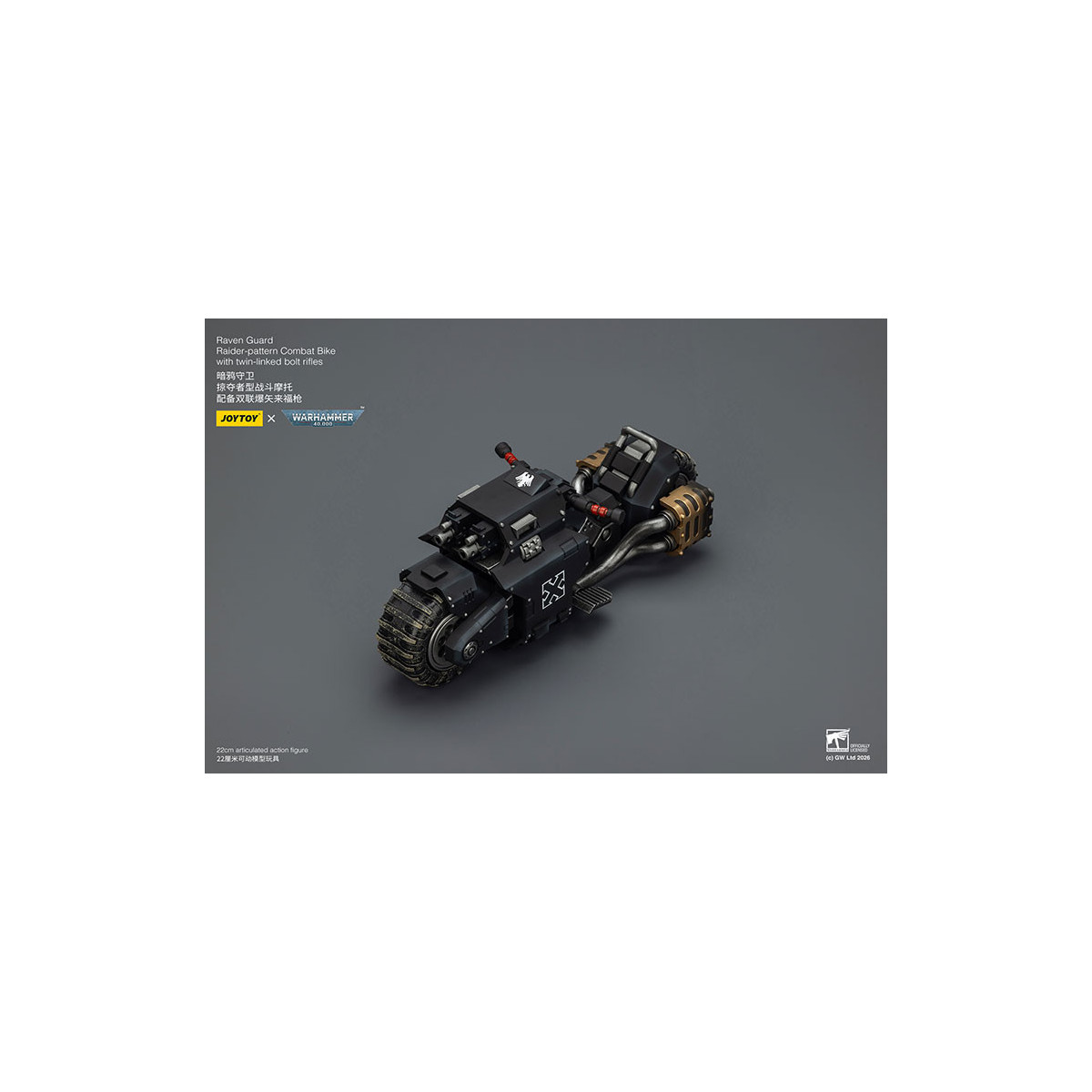 JoyToy Space Marines - Raven Guard Raider-pattern Combat Bike con fucili bolt twin-linked 1/18 - Warhammer 40K