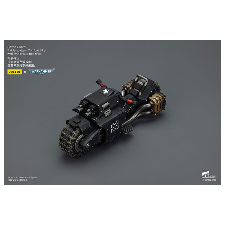 JoyToy Space Marines - Raven Guard Raider-pattern Combat Bike con fucili bolt twin-linked 1/18 - Warhammer 40K