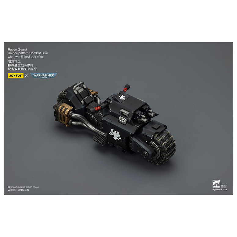 JoyToy Space Marines - Raven Guard Raider-pattern Combat Bike con fucili bolt twin-linked 1/18 - Warhammer 40K