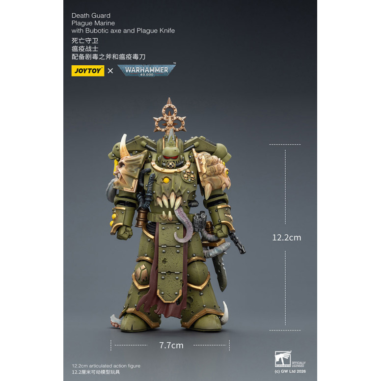Joytoy - Guardia della morte - Marine della peste con ascia bubotica e coltello della peste 1/18 - Warhammer 40k