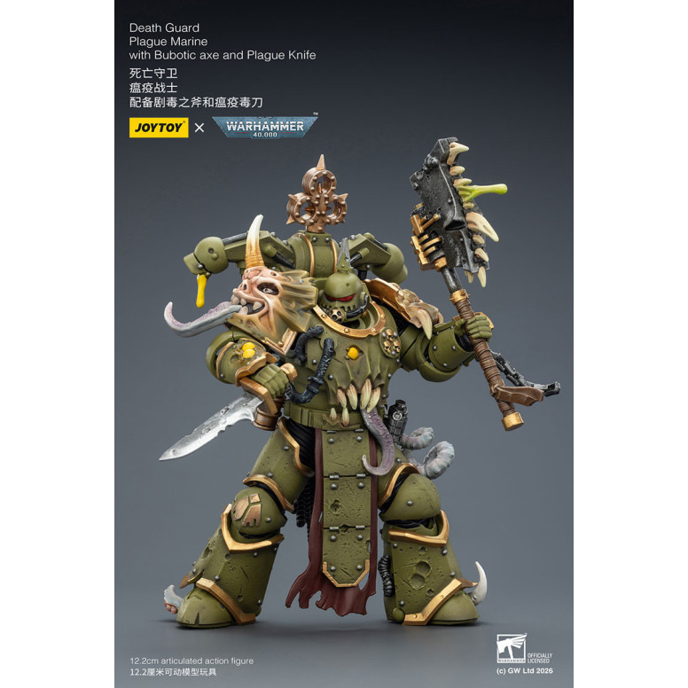 Joytoy - Guardia della morte - Marine della peste con ascia bubotica e coltello della peste 1/18 - Warhammer 40k