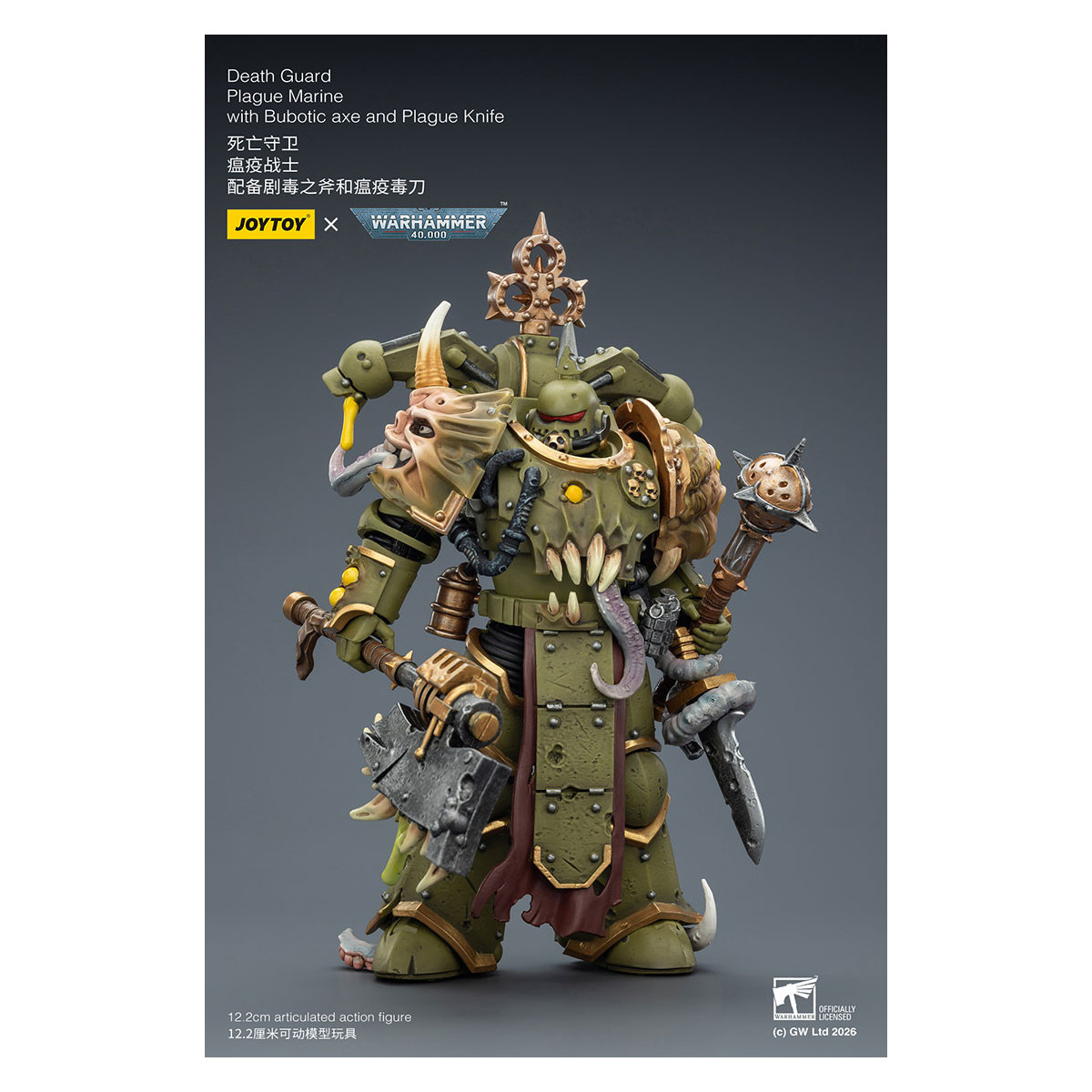 Joytoy - Guardia della morte - Marine della peste con ascia bubotica e coltello della peste 1/18 - Warhammer 40k