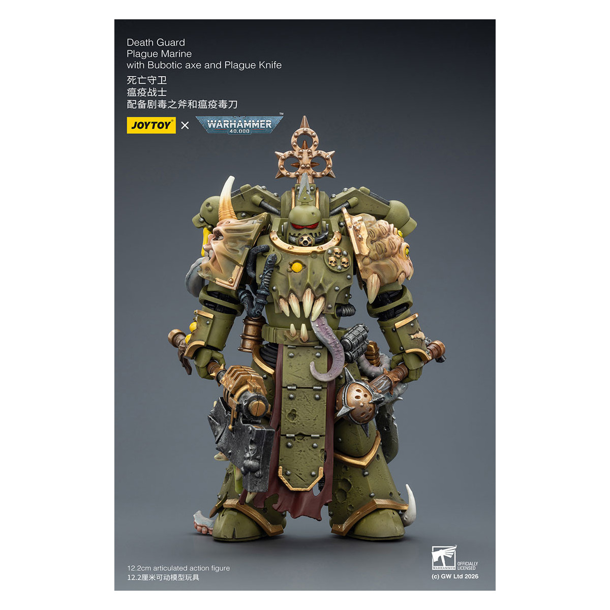 Joytoy - Guardia della morte - Marine della peste con ascia bubotica e coltello della peste 1/18 - Warhammer 40k